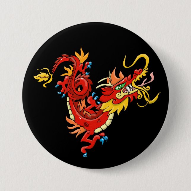 Magnificent Orientalischer Drache Button (Vorderseite)