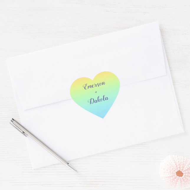 Magnificent Pastel Rainbow Wedding Herz-Aufkleber (Umschlag)
