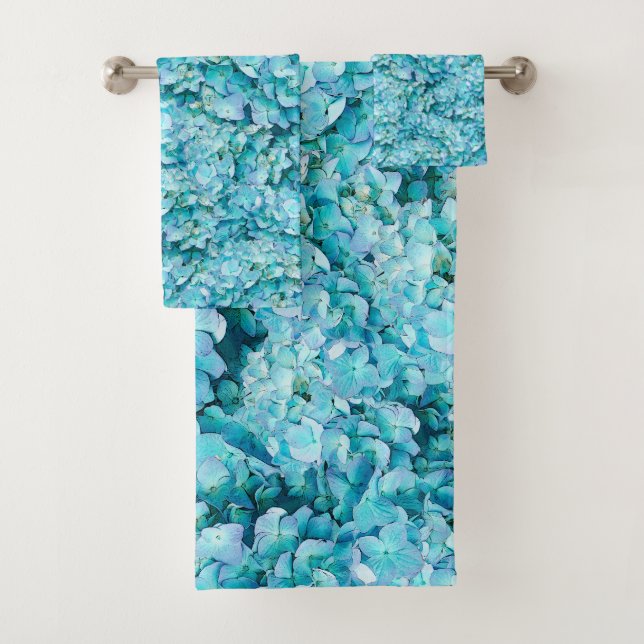 Magnificent, turquoise hydrangea blossoms badhandtuch set (Insitu)