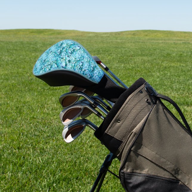 Magnificent, turquoise hydrangea blossoms golf headcover (In SItu)
