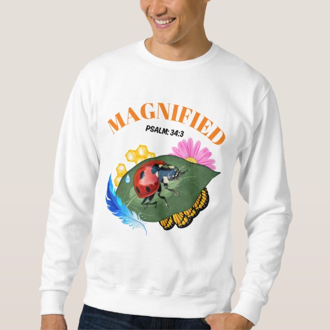 Magnified Psalm 34:3 Christliche Ladybug-Shirt-Bib Sweatshirt (Vorderseite)