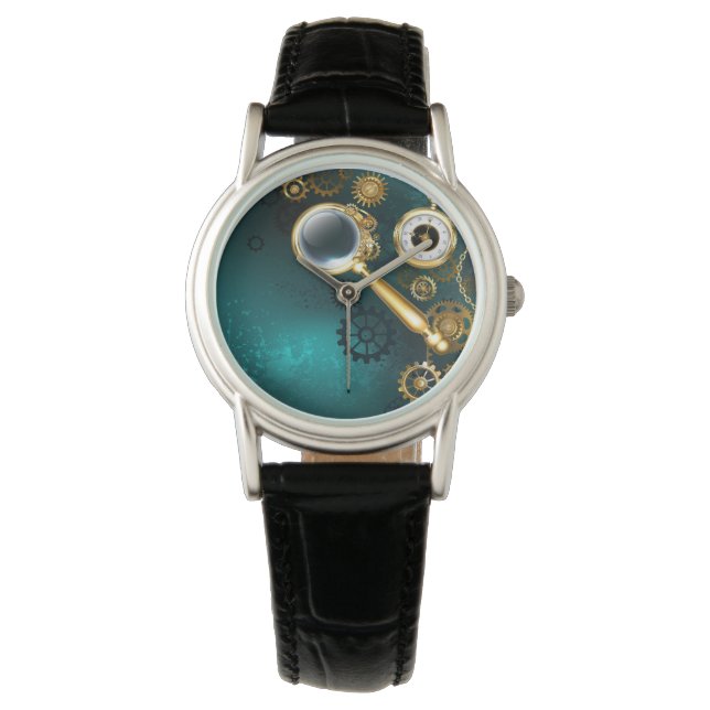 Magnifier in Steampunk Style Armbanduhr (Vorderseite)