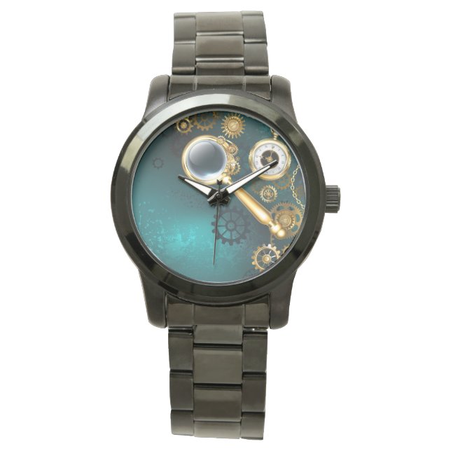 Magnifier in Steampunk Style Armbanduhr (Vorderseite)