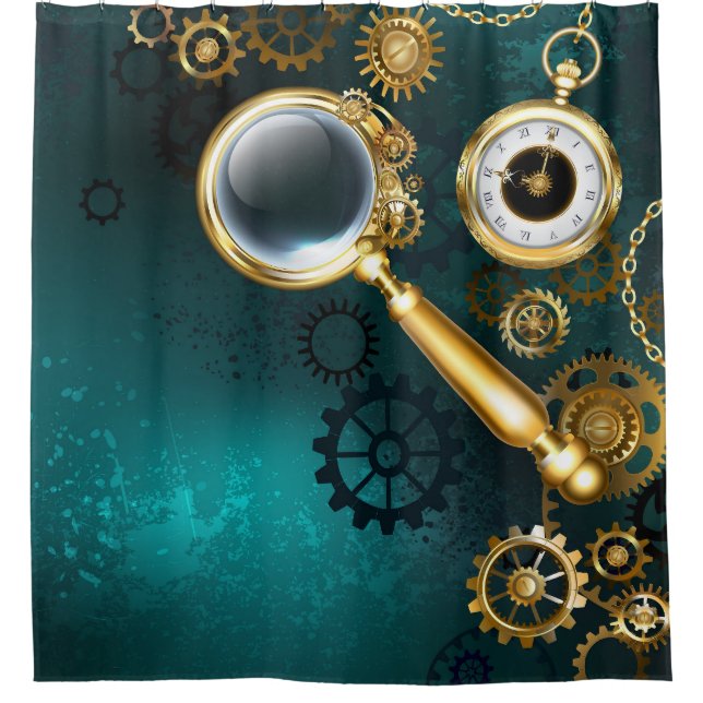 Magnifier in Steampunk Style Duschvorhang (Vorderseite)