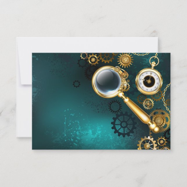 Magnifier in Steampunk Style Einladung (Vorderseite)