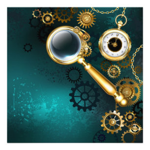 Magnifier in Steampunk Style Fotodruck
