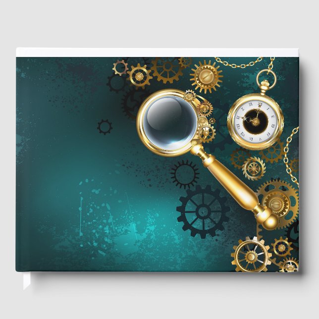 Magnifier in Steampunk Style Gästebuch (Vorderseite)