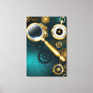 Magnifier in Steampunk Style Leinwanddruck