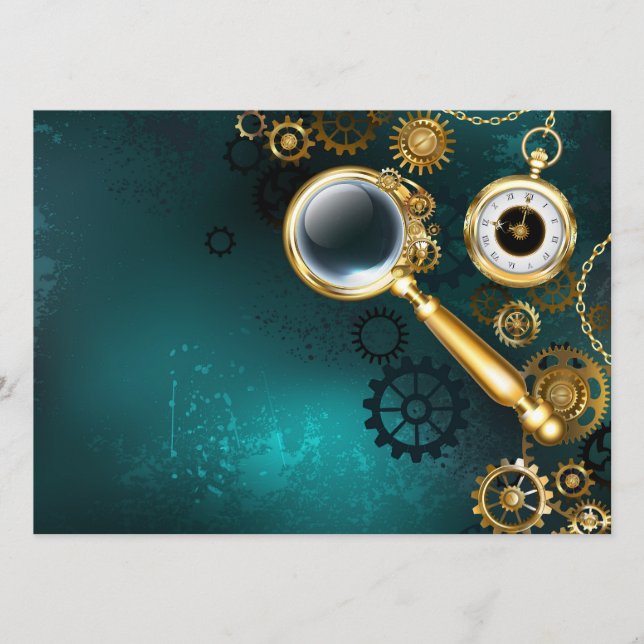 Magnifier in Steampunk Style Menükarte (Vorderseite)