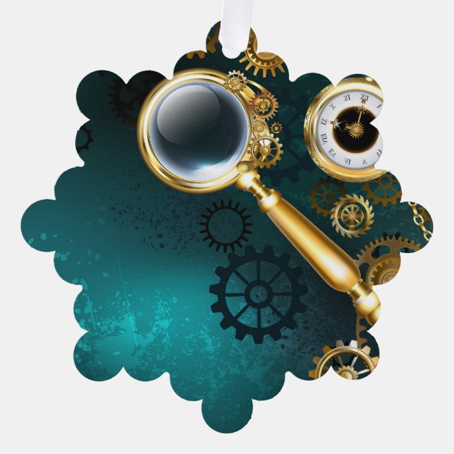 Magnifier in Steampunk Style Ornament Karte (Vorderseite)