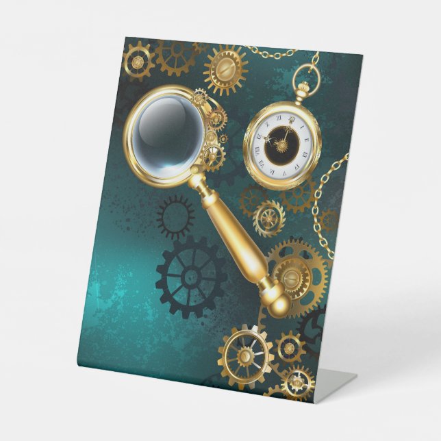Magnifier in Steampunk Style Sockelschild (Vorderseite)