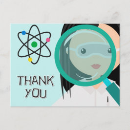 Magnifying Glass Girl Scientist Danke Postcard Postkarte
