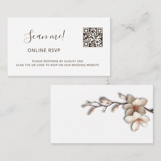 Magnolia 3D Flowers RSVP Online Begleitkarte (Vorne/Hinten)