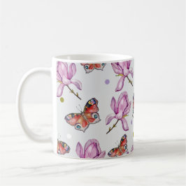 Magnolia and butterflies, watercolor pattern kaffeetasse