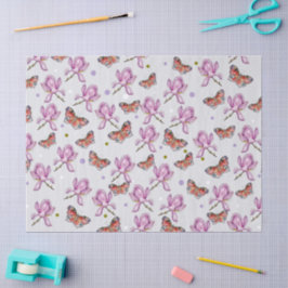 Magnolia and butterflies, watercolor pattern seidenpapier