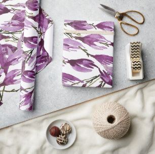 Magnolia Art Lila Veilchen Aquarellfarbe Geschenkpapier