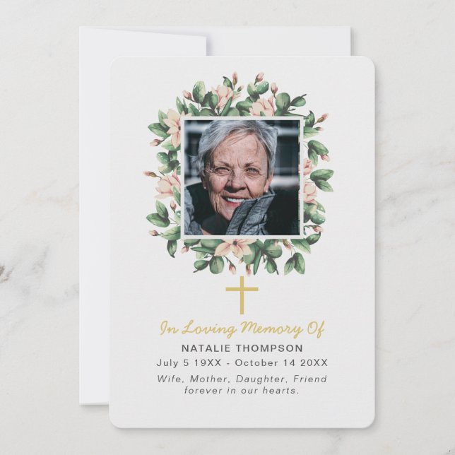 Magnolia Beileid Beerdigung Foto Dankeskarte (Vorderseite)