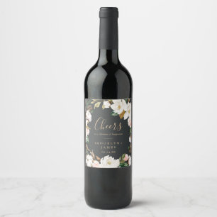 Magnolia Black Cheers Wedding Wine Labels Weinetikett