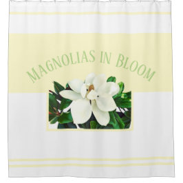 Magnolia Bloom | Gelb und Weiß Duschvorhang