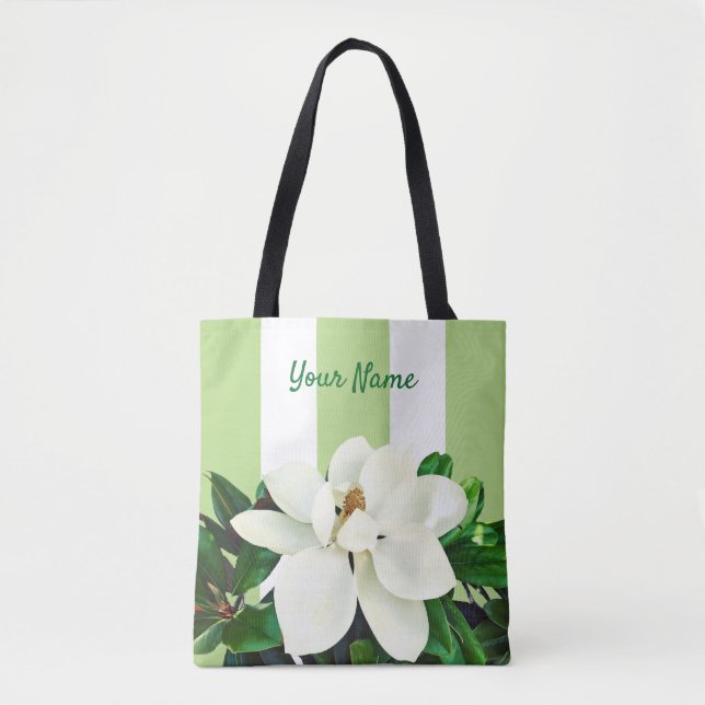 Magnolia Bloom | Personalisiert grün und weiß (Vorderseite)