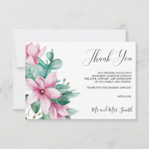 Magnolia Bloom   Rustic Floral Wedding Vielen Dank Dankeskarte