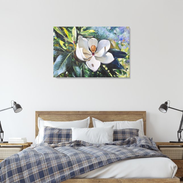 Magnolia Blossom Oil Painting of Nature’s Harmony Leinwanddruck (Insitu (Schlafzimmer))