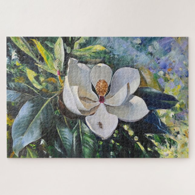 Magnolia Blossom Oil Painting of Nature’s Harmony Puzzle (Horizontal)