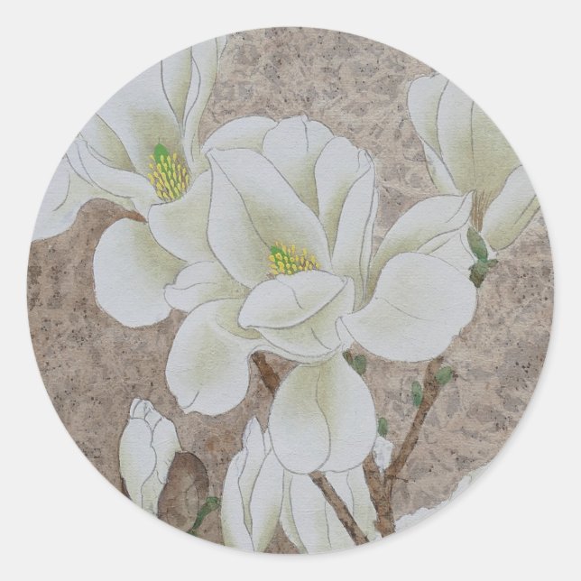 Magnolia Blossom Runder Aufkleber (Vorderseite)