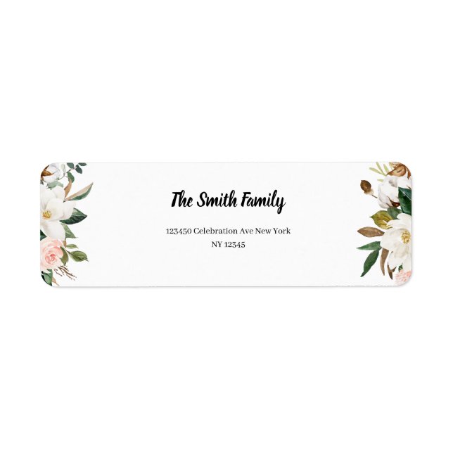 Magnolia Blossom Wedding Return Address Label (Vorne)