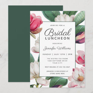 Magnolia Blossoms Boho Floral Bridal Luncheon Einladung
