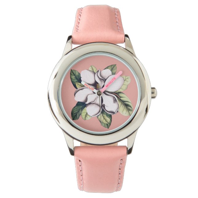 Magnolia-Blume Armbanduhr (Vorderseite)