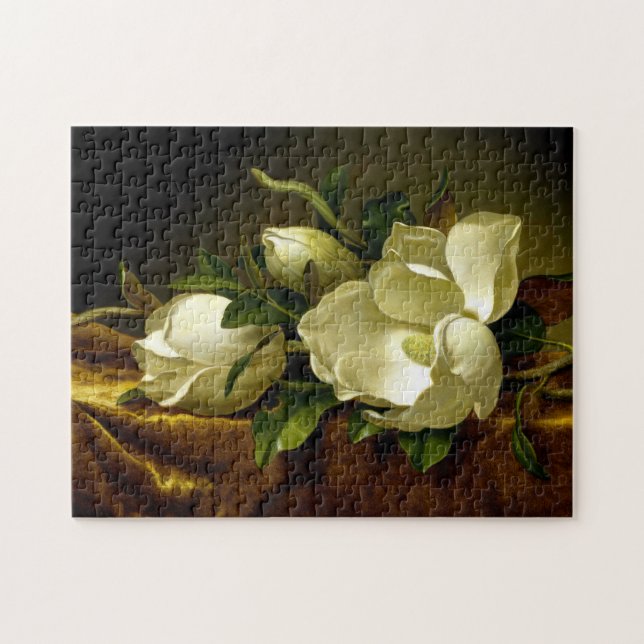 Magnolia-Blume auf dem Goldpuzzle Puzzle (Horizontal)