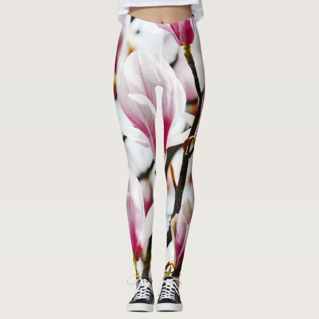 Magnolia Blume Botanischer Blumenkohl Chic Leggings (Vorderseite)