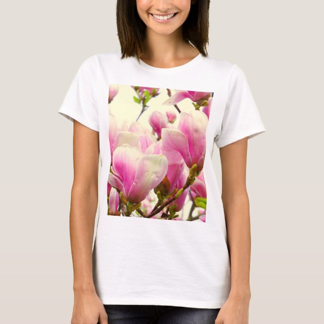 Magnolia Blume Botanischer Blumenkohl Chic T-Shirt (Vorderseite)