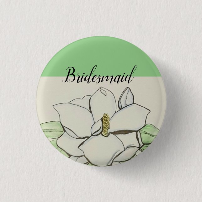 Magnolia Blume Green Bridesmaid Button (Vorderseite)