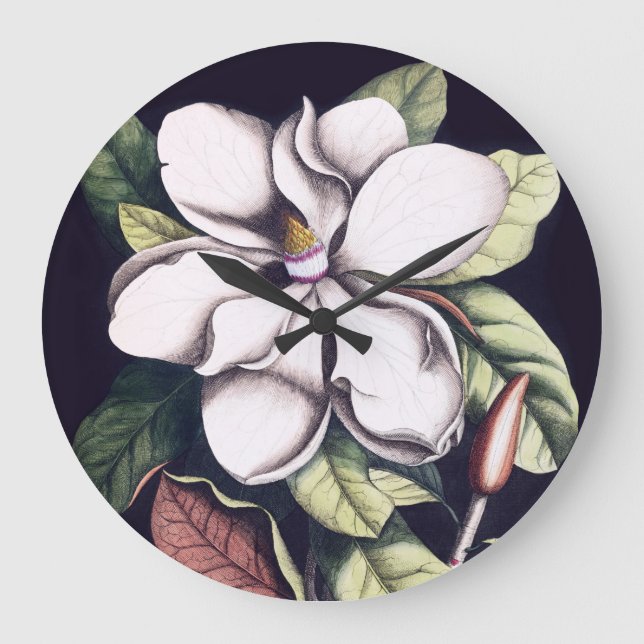Magnolia-Blume Große Wanduhr (Vorderseite)