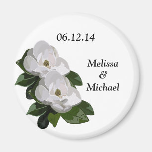 Magnolia-Blume Hochzeit Speichern Sie das Date Mag Magnet