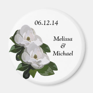 Magnolia-Blume Hochzeit Speichern Sie das Date Mag Magnet