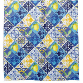 Magnolia Blume Marineblau Duschvorhang