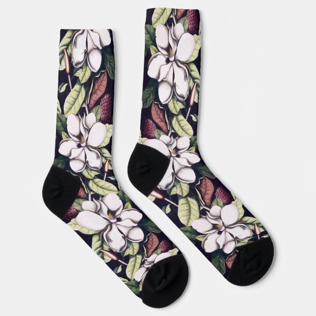 Magnolia-Blume-Muster Socken (Rechts)