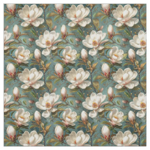 Magnolia Blume Nahtloses Muster auf Aquamarin Stoff