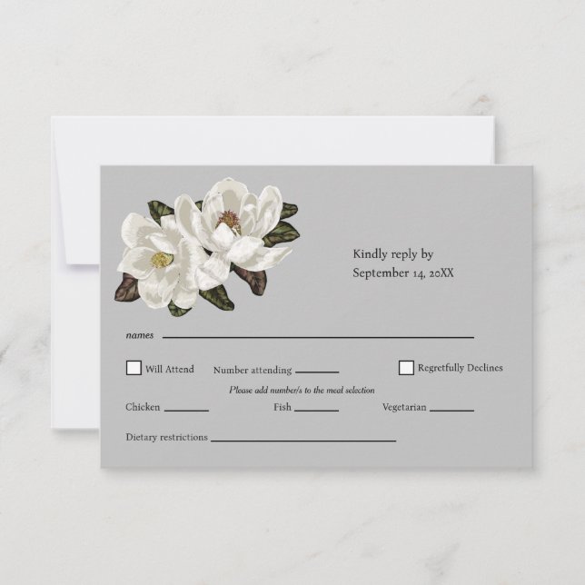 Magnolia-Blume RSVP Karte (Vorderseite)