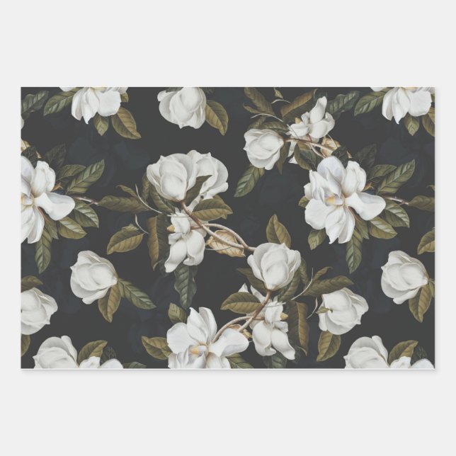 Magnolia Blume Wrapping Paper Geschenkpapier Set (Vorderseite)