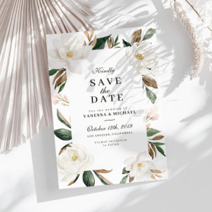 Magnolia-Blumenkarte Save the Date