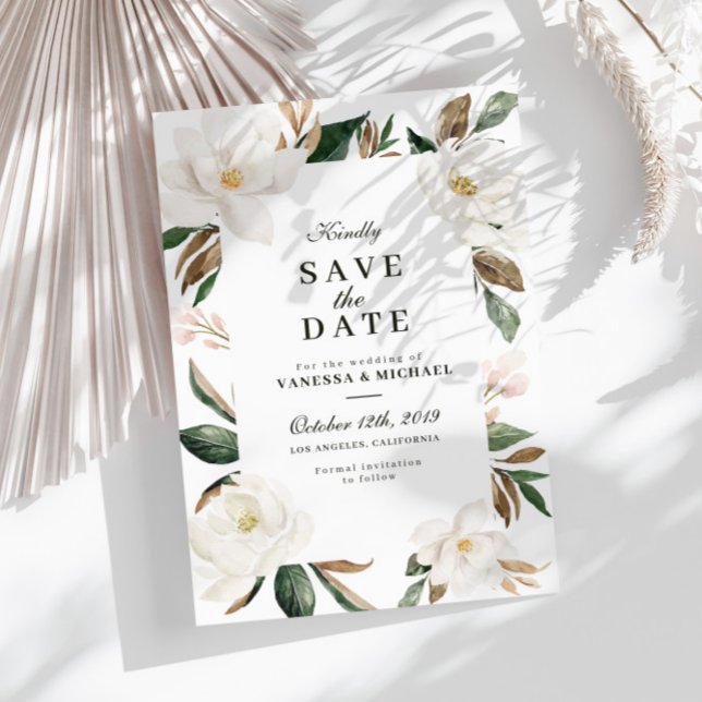 Magnolia-Blumenkarte Save the Date (Von Creator hochgeladen)
