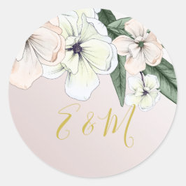 Magnolia Blush Floral Elegante Klassik Hochzeit Runder Aufkleber