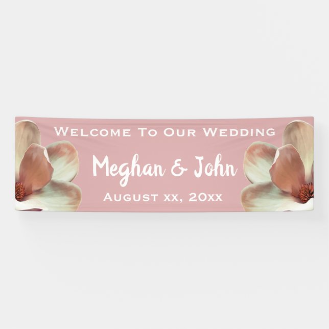 Magnolia Blush - Hochzeitsbanner - 2,5' x 8' Banner (Horizontal)