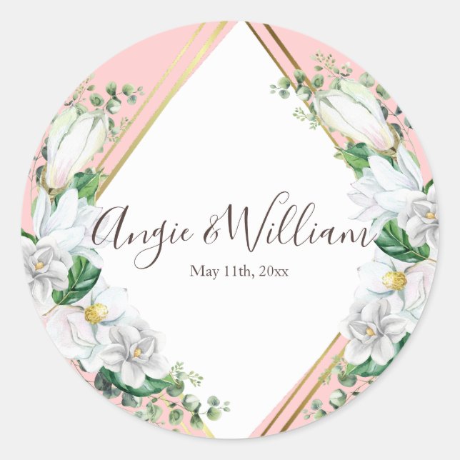 Magnolia Blush Runder Aufkleber (Vorderseite)