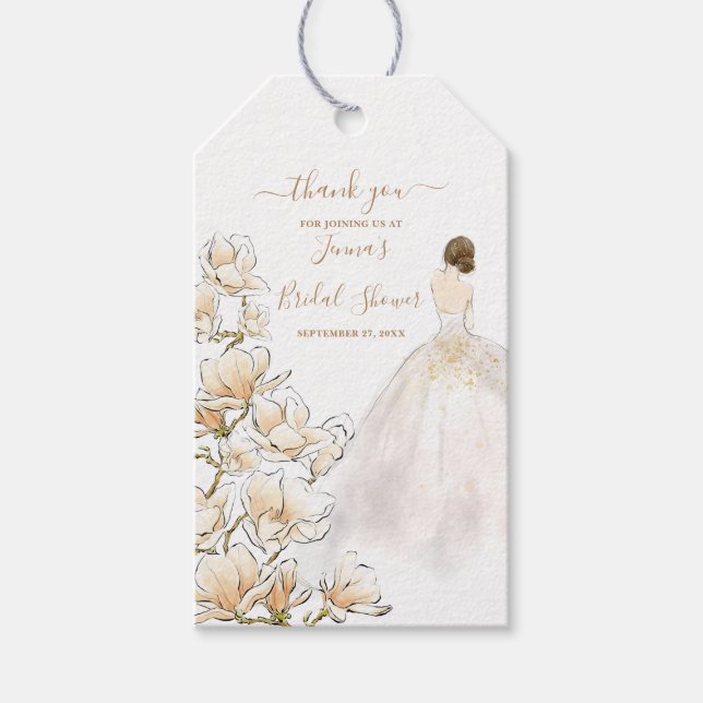 Magnolia-Brautparty Geschenkanhänger (Vorderseite)