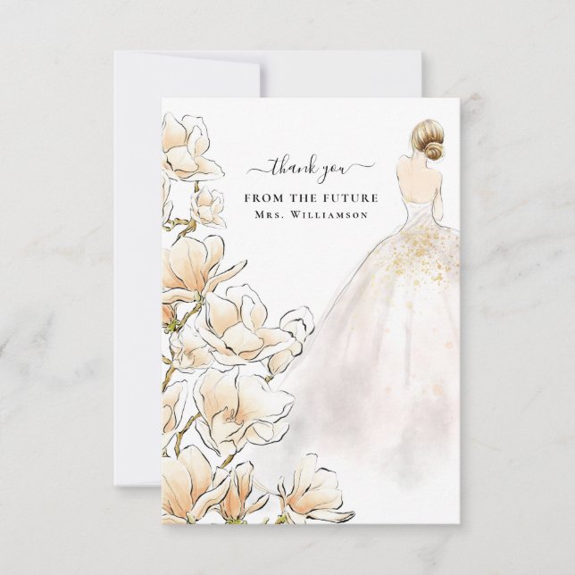 Magnolia Bride Future Frau Dankeschön Card Dankeskarte (Vorderseite)